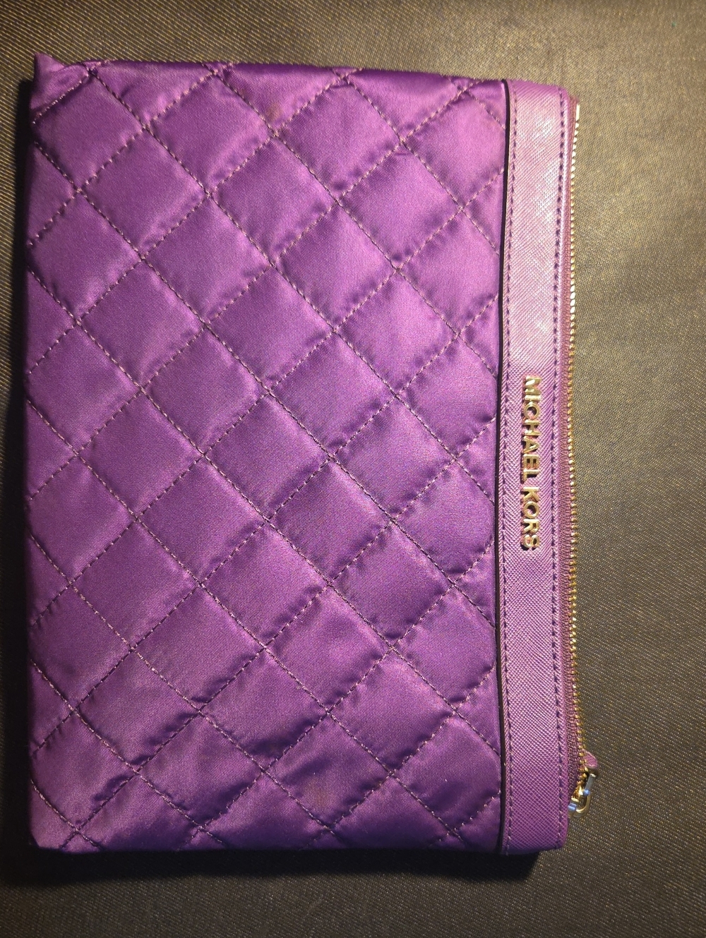 Michael Kors Violet Quilted Wristlet Clutch with Gold Hardware
